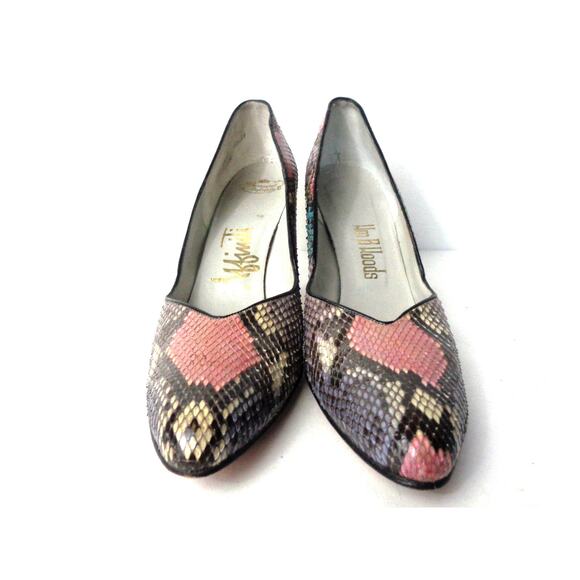 AFFINITI for Wm B Woods US 10AAAA Taupe Pink Blue Genuine Reptile Pump Shoe VTG - Picture 2 of 7